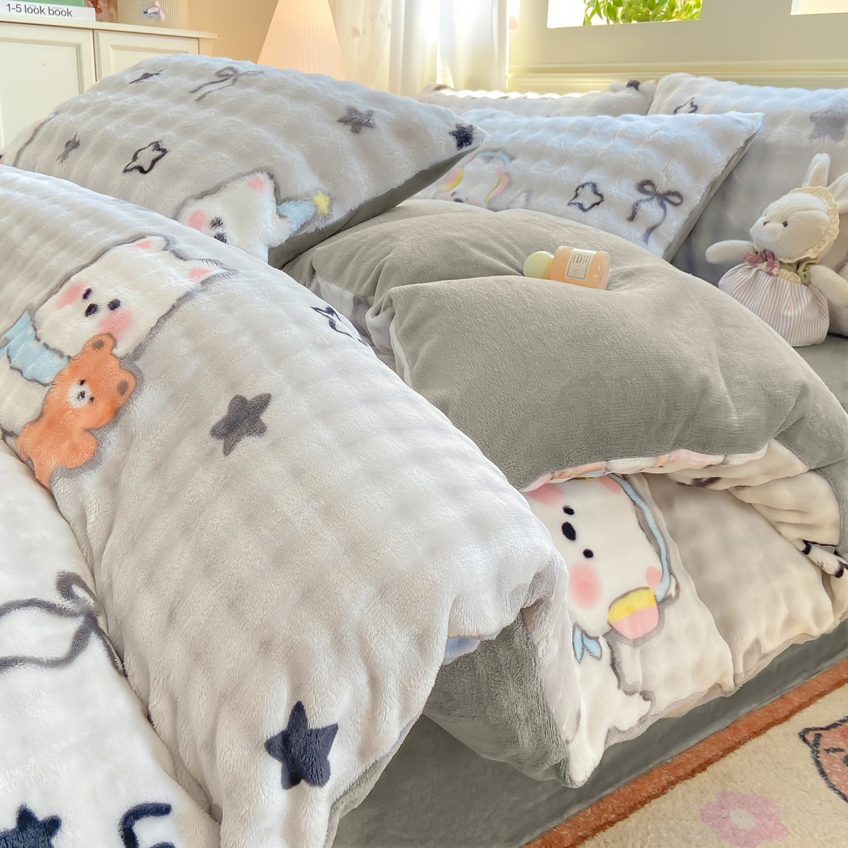 耐思家纺 2025新款泡泡牛奶绒印花单被套单品被套被套单件 泡泡-欢乐狗狗