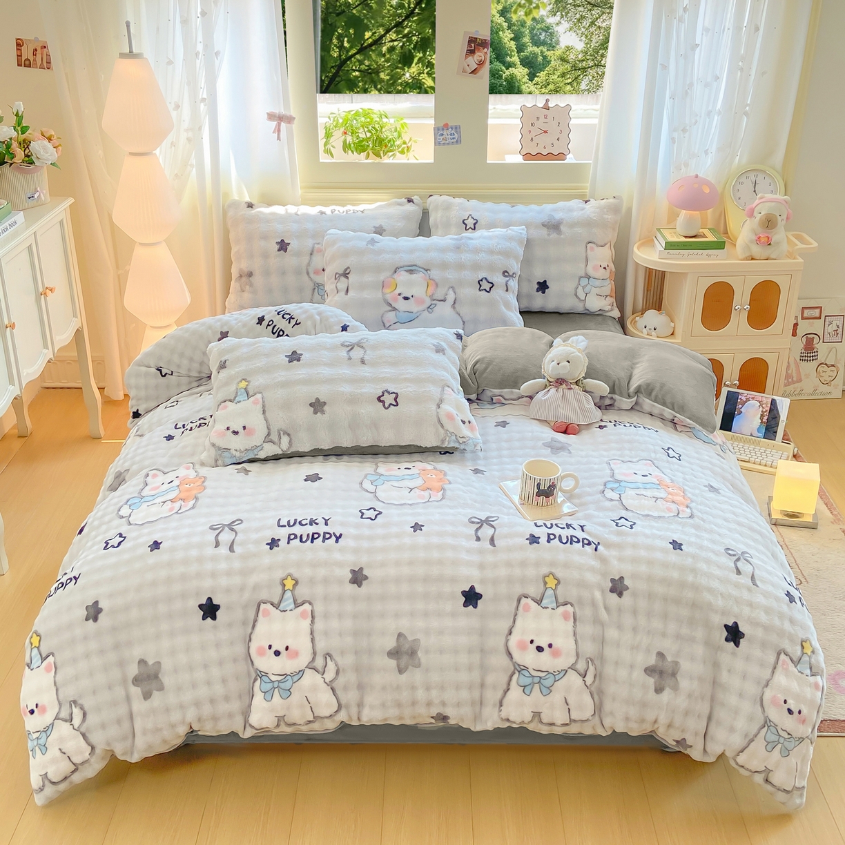 91家纺网 家纺一手货源 找家纺 耐思家纺 2025新款泡泡牛奶绒印花单被套单品被套被套单件 泡泡-欢乐狗狗