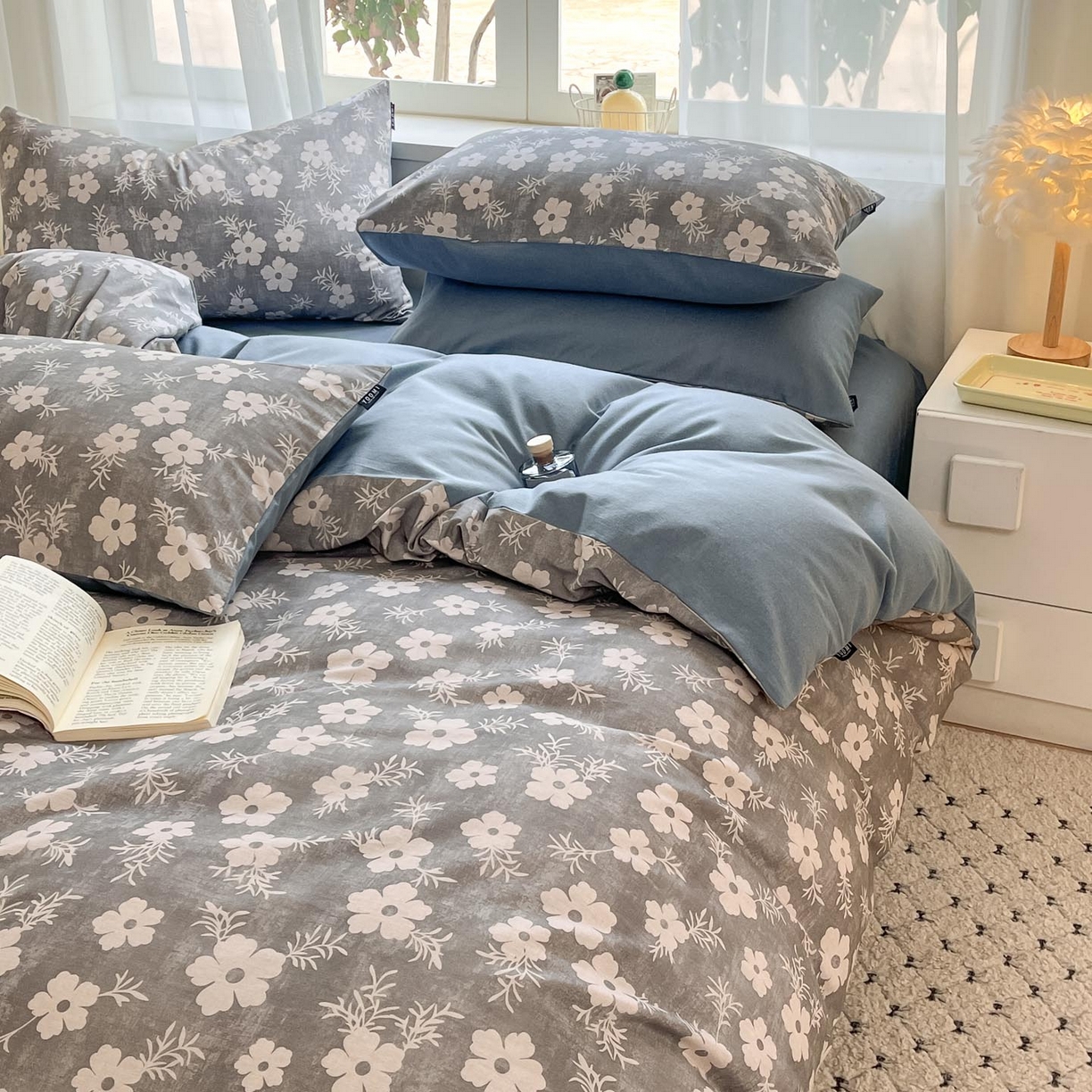 91家纺网 家纺一手货源 找家纺 涵宸家纺 2025新款原棉加厚磨毛印花四件套 凝芳