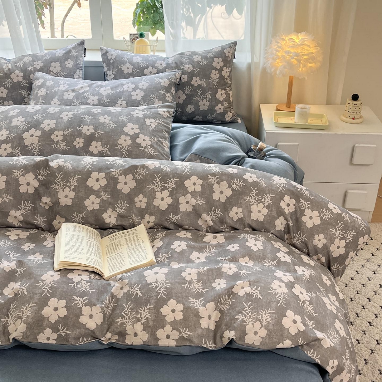 91家纺网 家纺一手货源 找家纺 涵宸家纺 2025新款原棉加厚磨毛印花四件套 凝芳