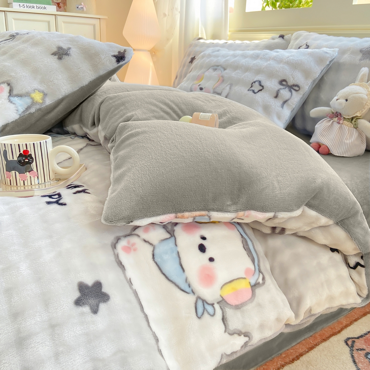 91家纺网 家纺一手货源 找家纺 耐思家纺 2025新款泡泡牛奶绒印花单被套单品被套被套单件 泡泡-欢乐狗狗