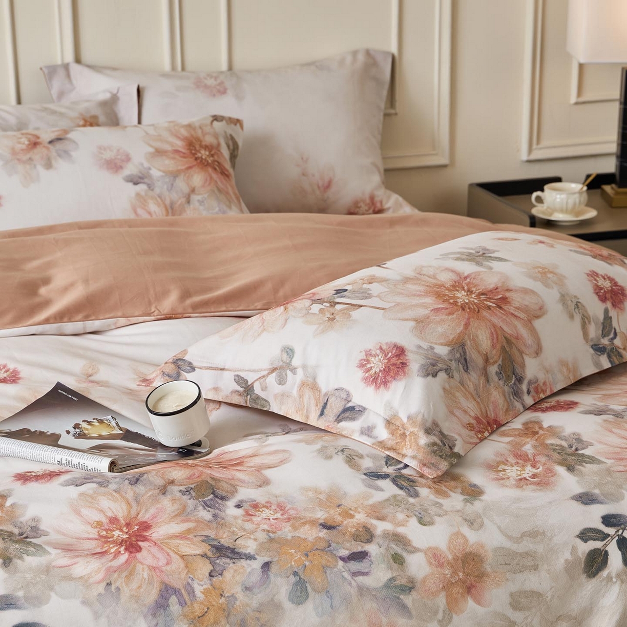 91家纺网 家纺一手货源 找家纺 涵宸家纺 2025新款50S磨毛基础款四件套【更多花型 联系商家电话：17798859966 微信同号，网站：www.hanchenjf.com】 婉澄（粉）