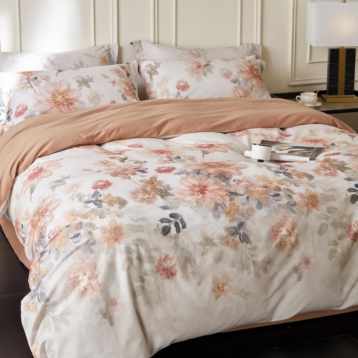 91家纺网 家纺一手货源 找家纺 涵宸家纺 2025新款50S磨毛基础款四件套【更多花型 联系商家电话：17798859966 微信同号，网站：www.hanchenjf.com】 婉澄（粉）