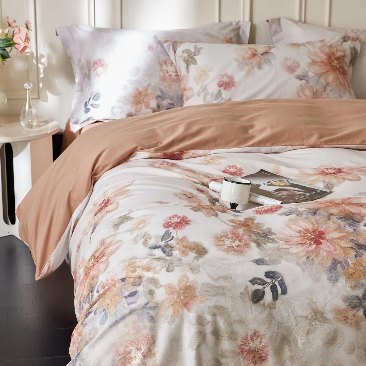 91家纺网 家纺一手货源 找家纺 涵宸家纺 2025新款50S磨毛基础款四件套【更多花型 联系商家电话：17798859966 微信同号，网站：www.hanchenjf.com】 婉澄（粉）