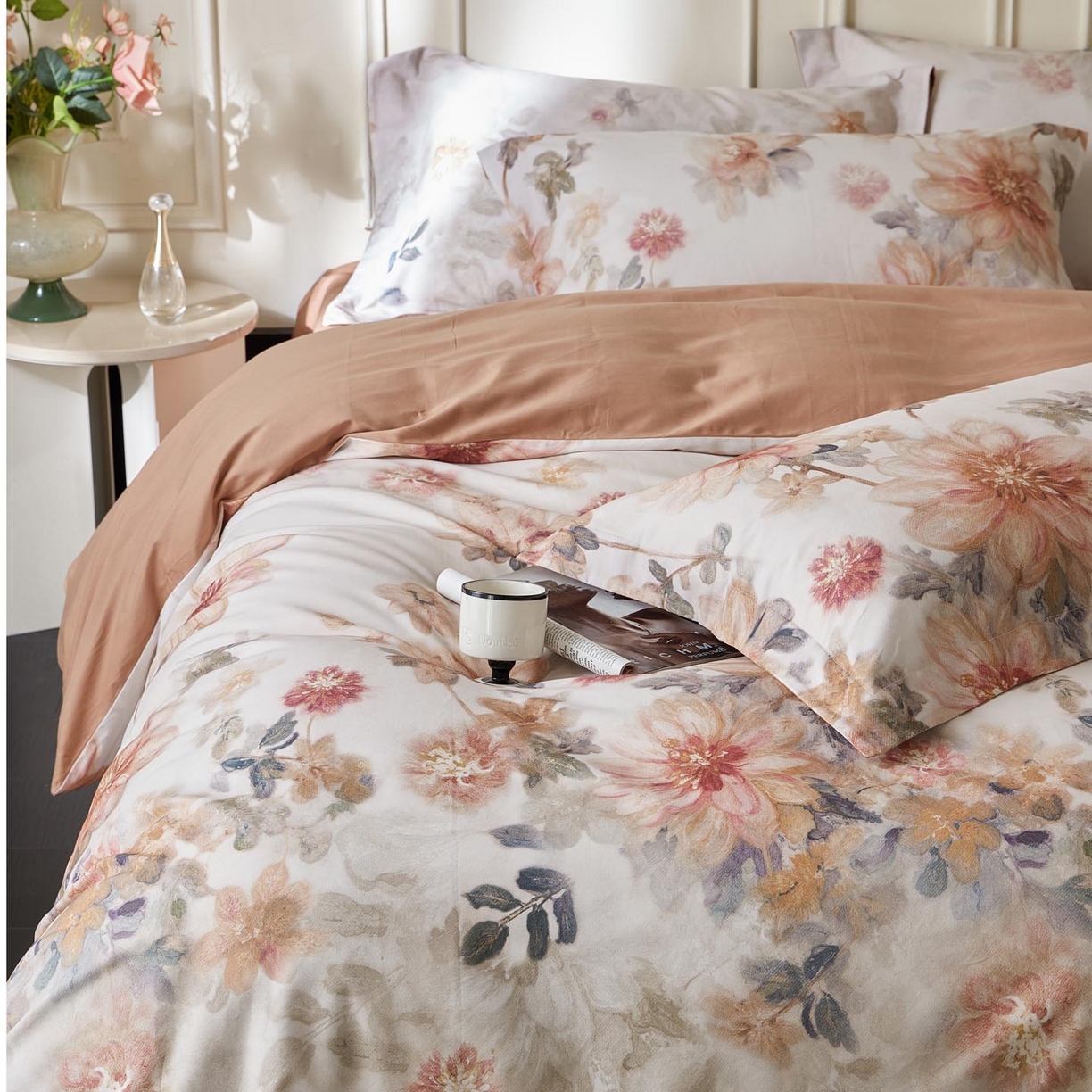 91家纺网 家纺一手货源 找家纺 涵宸家纺 2025新款50S磨毛基础款四件套【更多花型 联系商家电话：17798859966 微信同号，网站：www.hanchenjf.com】 婉澄（粉）