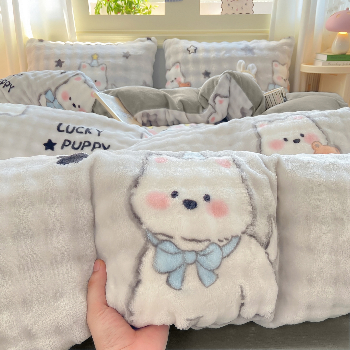 91家纺网 家纺一手货源 找家纺 耐思家纺 2025新款泡泡牛奶绒印花单被套单品被套被套单件 泡泡-欢乐狗狗