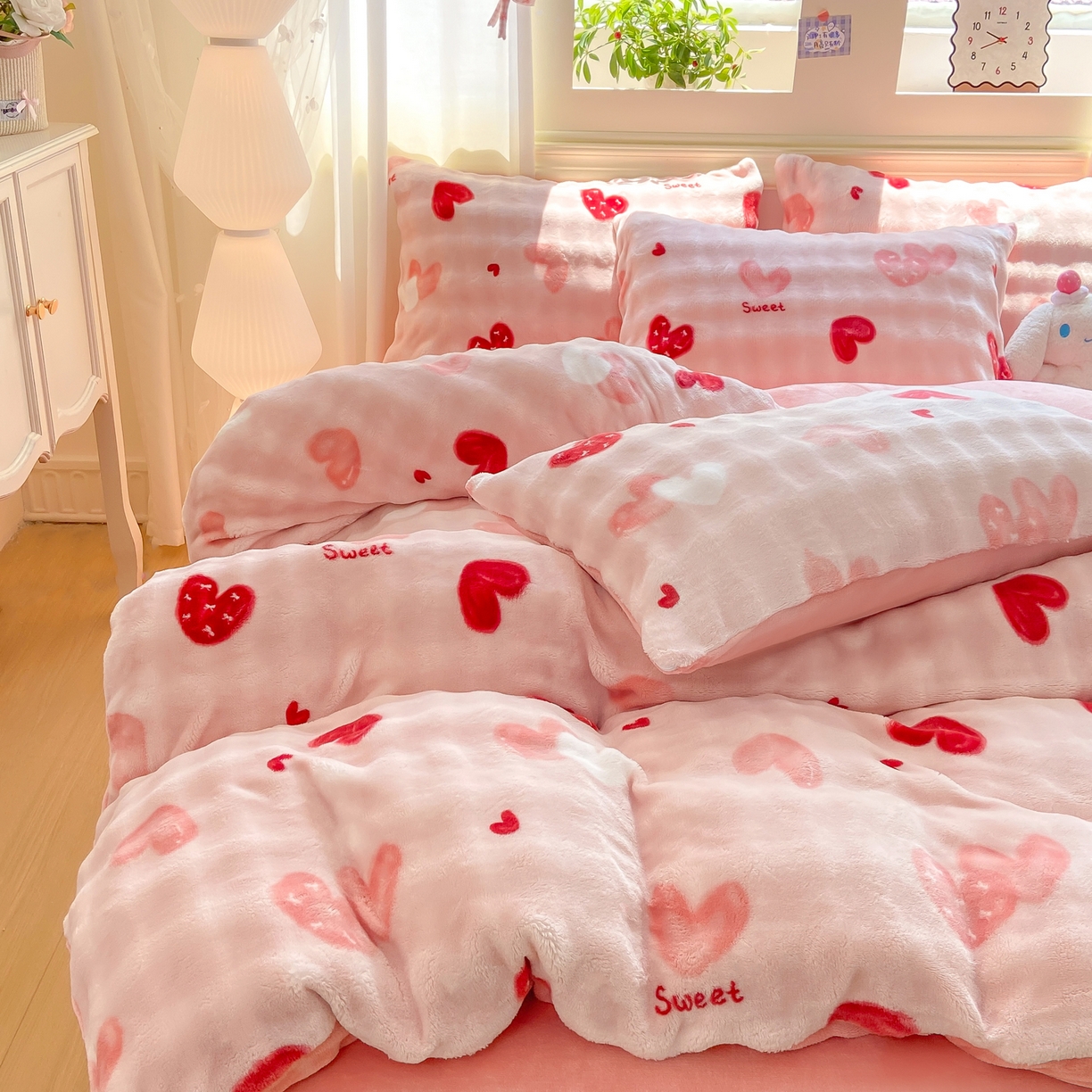 91家纺网 家纺一手货源 找家纺 耐思家纺 2025新款泡泡牛奶绒印花单被套单品被套被套单件 泡泡-甜心粉