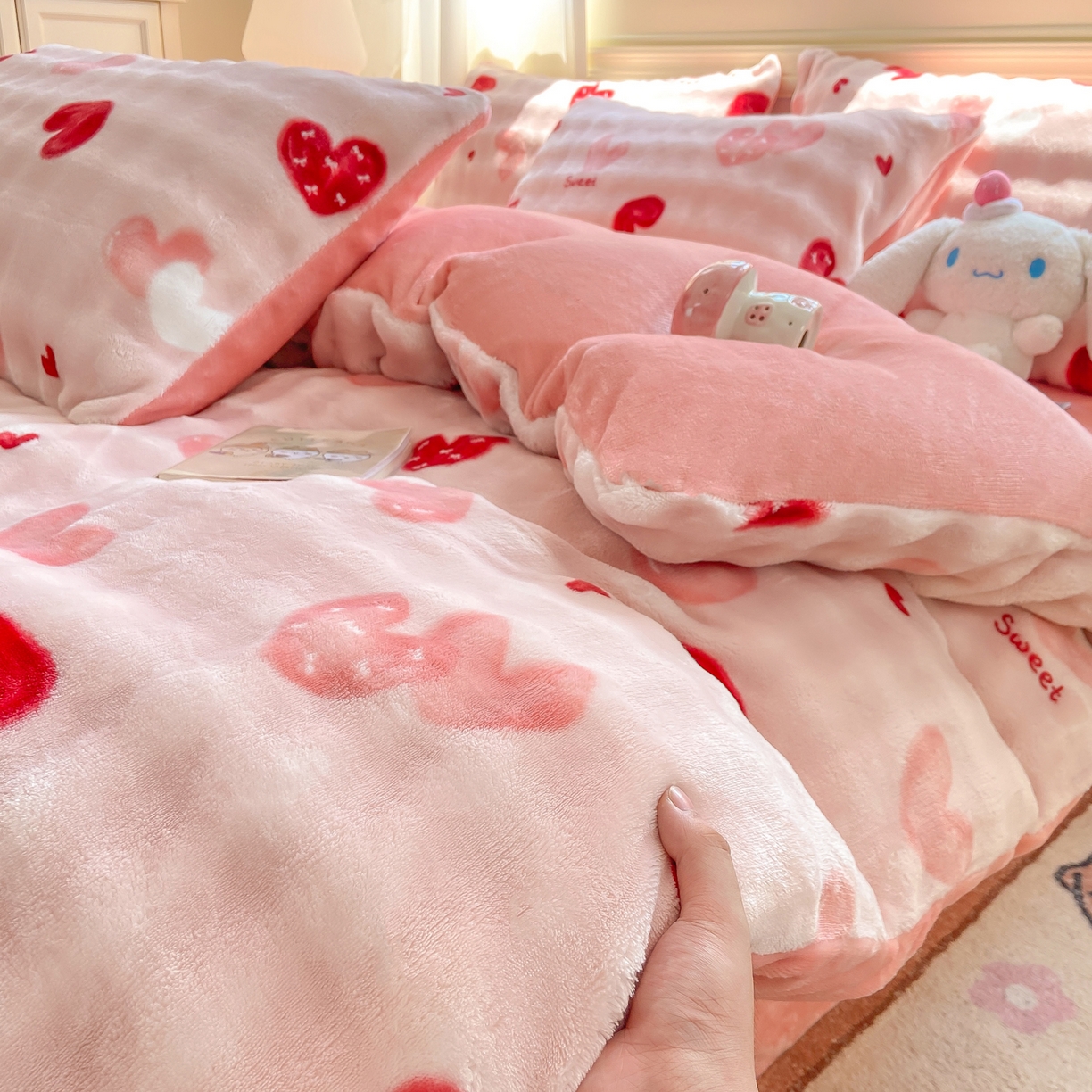 91家纺网 家纺一手货源 找家纺 耐思家纺 2025新款泡泡牛奶绒印花单被套单品被套被套单件 泡泡-甜心粉