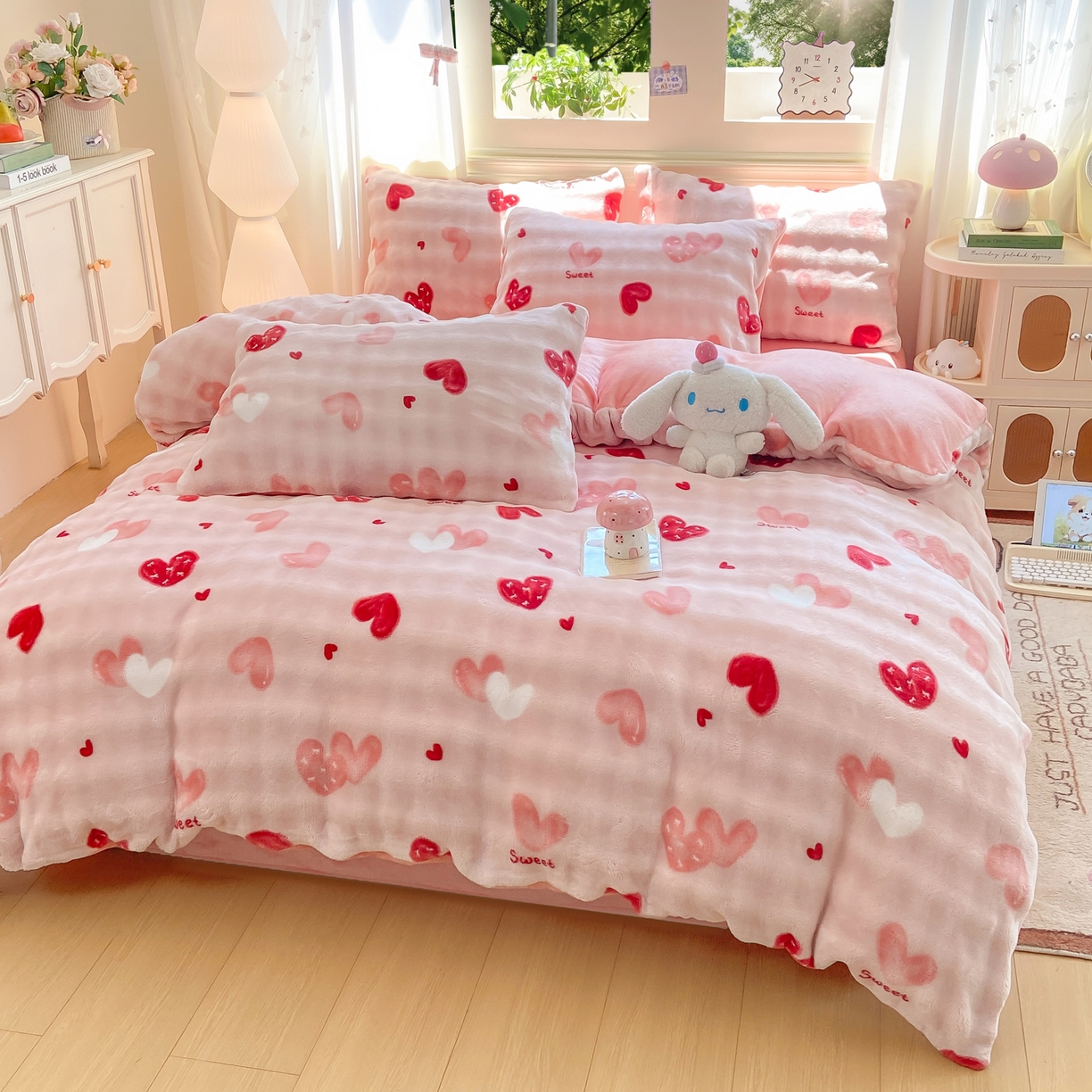 91家纺网 家纺一手货源 找家纺 耐思家纺 2025新款泡泡牛奶绒印花单被套单品被套被套单件 泡泡-甜心粉