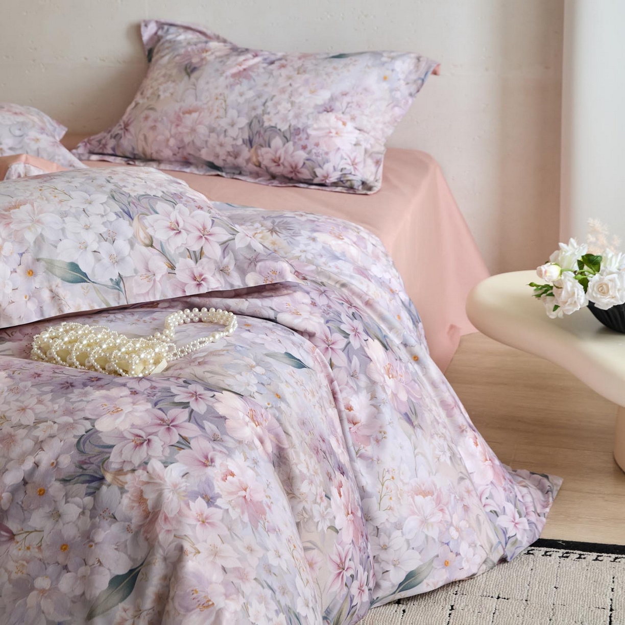 91家纺网 家纺一手货源 找家纺 涵宸家纺 2025新款50S磨毛基础款四件套【更多花型 联系商家电话：17798859966 微信同号，网站：www.hanchenjf.com】 嶶安妮（紫）