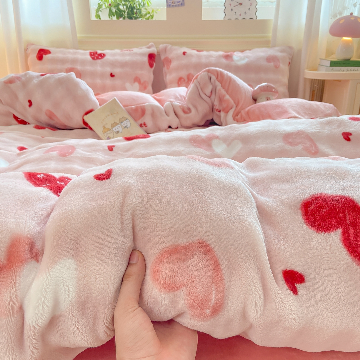 91家纺网 家纺一手货源 找家纺 耐思家纺 2025新款泡泡牛奶绒印花单被套单品被套被套单件 泡泡-甜心粉