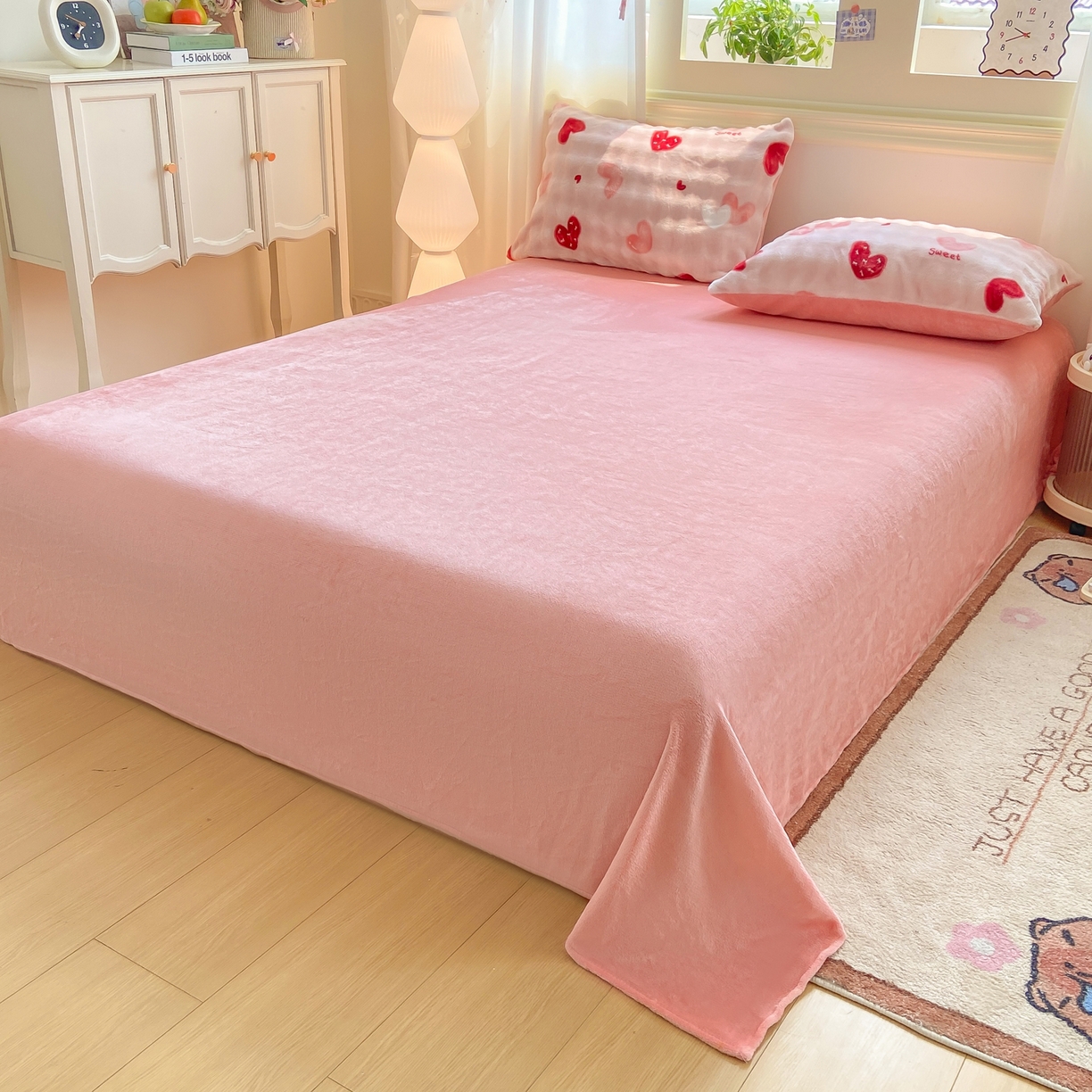 91家纺网 家纺一手货源 找家纺 耐思家纺 2025新款泡泡牛奶绒印花单被套单品被套被套单件 泡泡-甜心粉