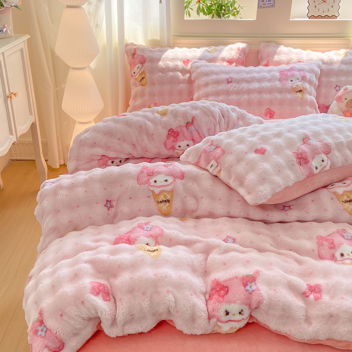 91家纺网 家纺一手货源 找家纺 耐思家纺 2025新款泡泡牛奶绒印花单被套单品被套被套单件 泡泡-美乐迪