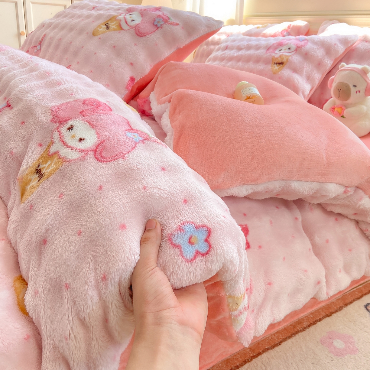 91家纺网 家纺一手货源 找家纺 耐思家纺 2025新款泡泡牛奶绒印花单被套单品被套被套单件 泡泡-美乐迪