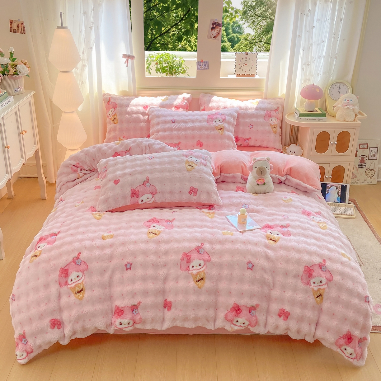 91家纺网 家纺一手货源 找家纺 耐思家纺 2025新款泡泡牛奶绒印花单被套单品被套被套单件 泡泡-美乐迪