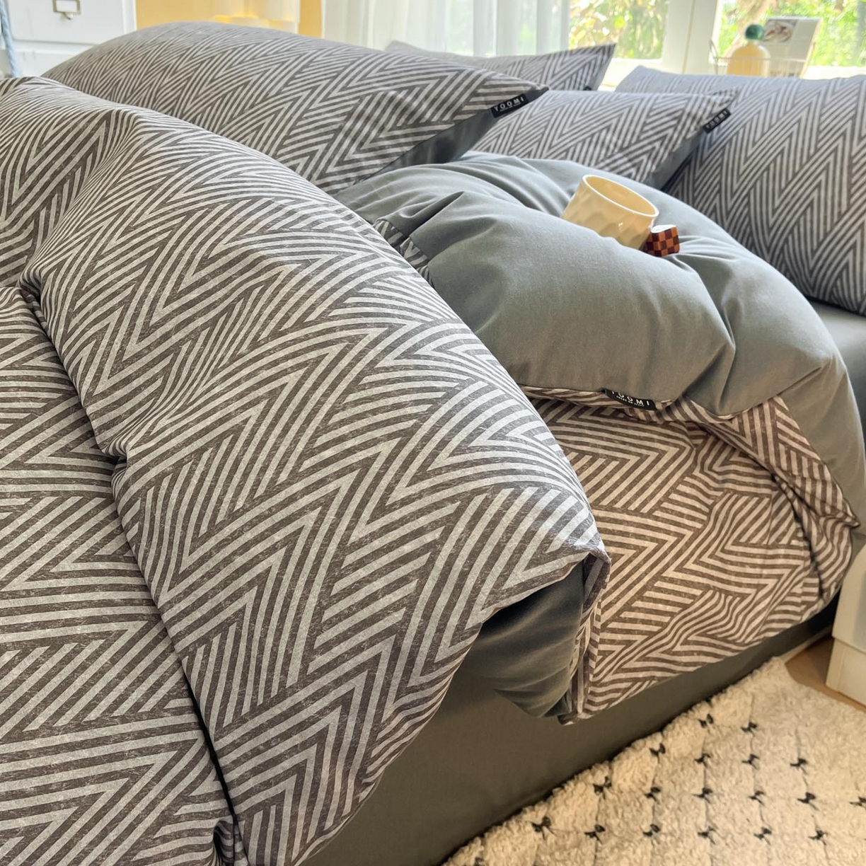 91家纺网 家纺一手货源 找家纺 涵宸家纺 2025新款原棉加厚磨毛印花四件套 片刻