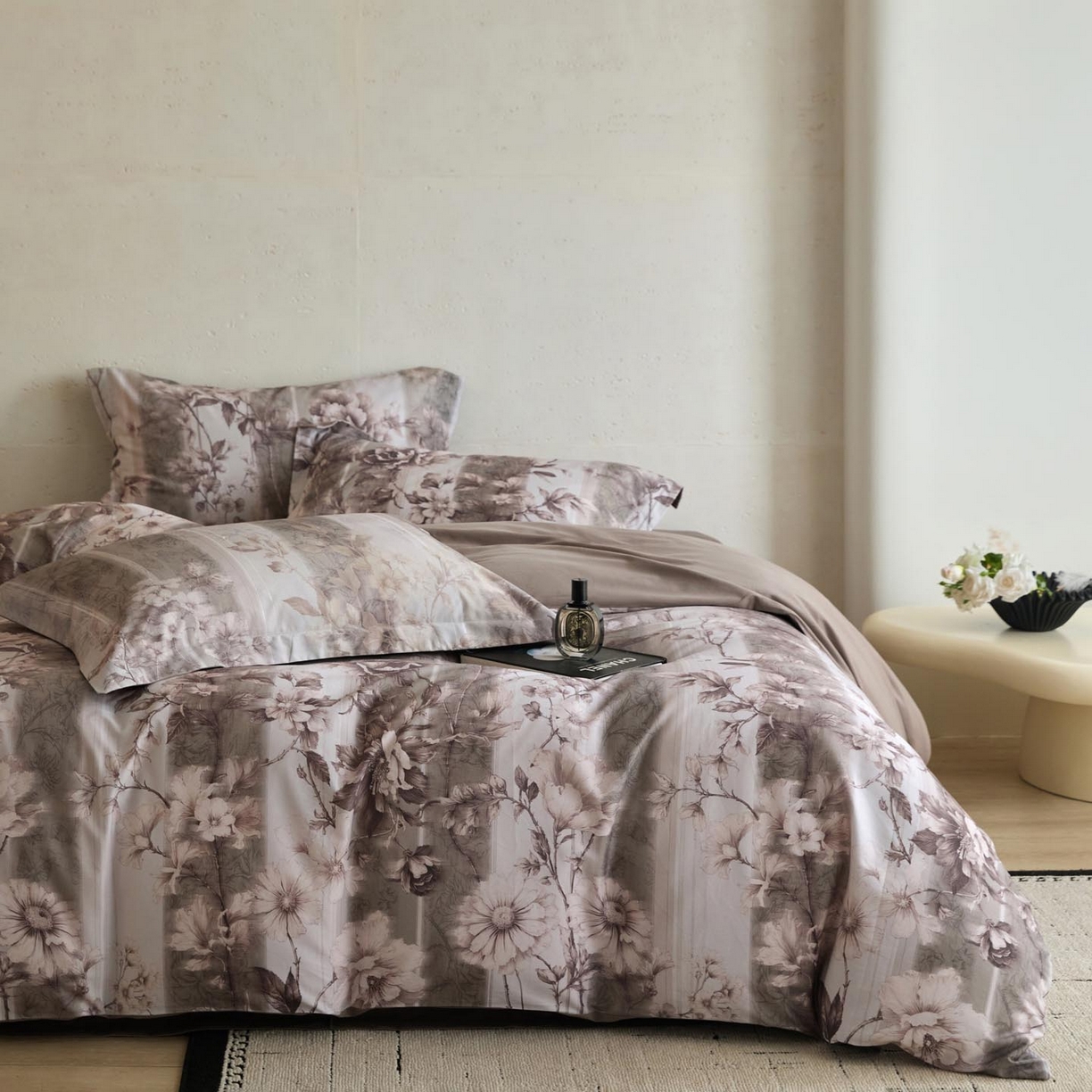 涵宸家纺 2025新款50S磨毛基础款四件套【更多花型 联系商家电话：17798859966 微信同号，网站：www.hanchenjf.com】 香颂（灰）