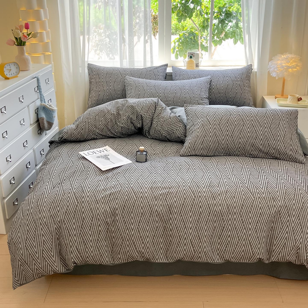 91家纺网 家纺一手货源 找家纺 涵宸家纺 2025新款原棉加厚磨毛印花四件套 片刻