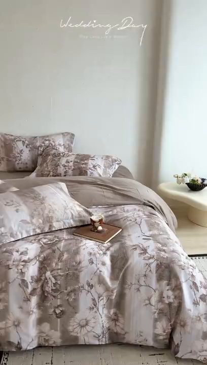 91家纺网 家纺一手货源 找家纺 涵宸家纺 2025新款50S磨毛基础款四件套【更多花型 联系商家电话：17798859966 微信同号，网站：www.hanchenjf.com】 香颂（灰）