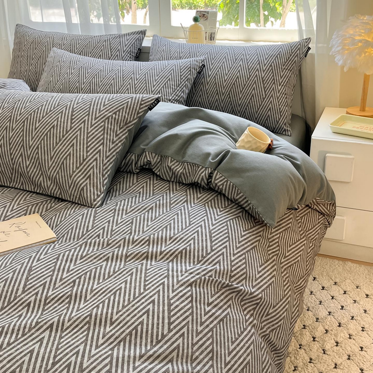 91家纺网 家纺一手货源 找家纺 涵宸家纺 2025新款原棉加厚磨毛印花四件套 片刻