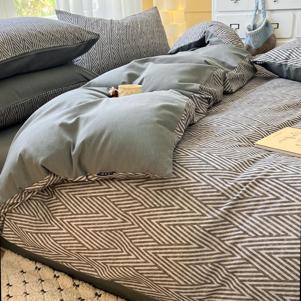 91家纺网 家纺一手货源 找家纺 涵宸家纺 2025新款原棉加厚磨毛印花四件套 片刻