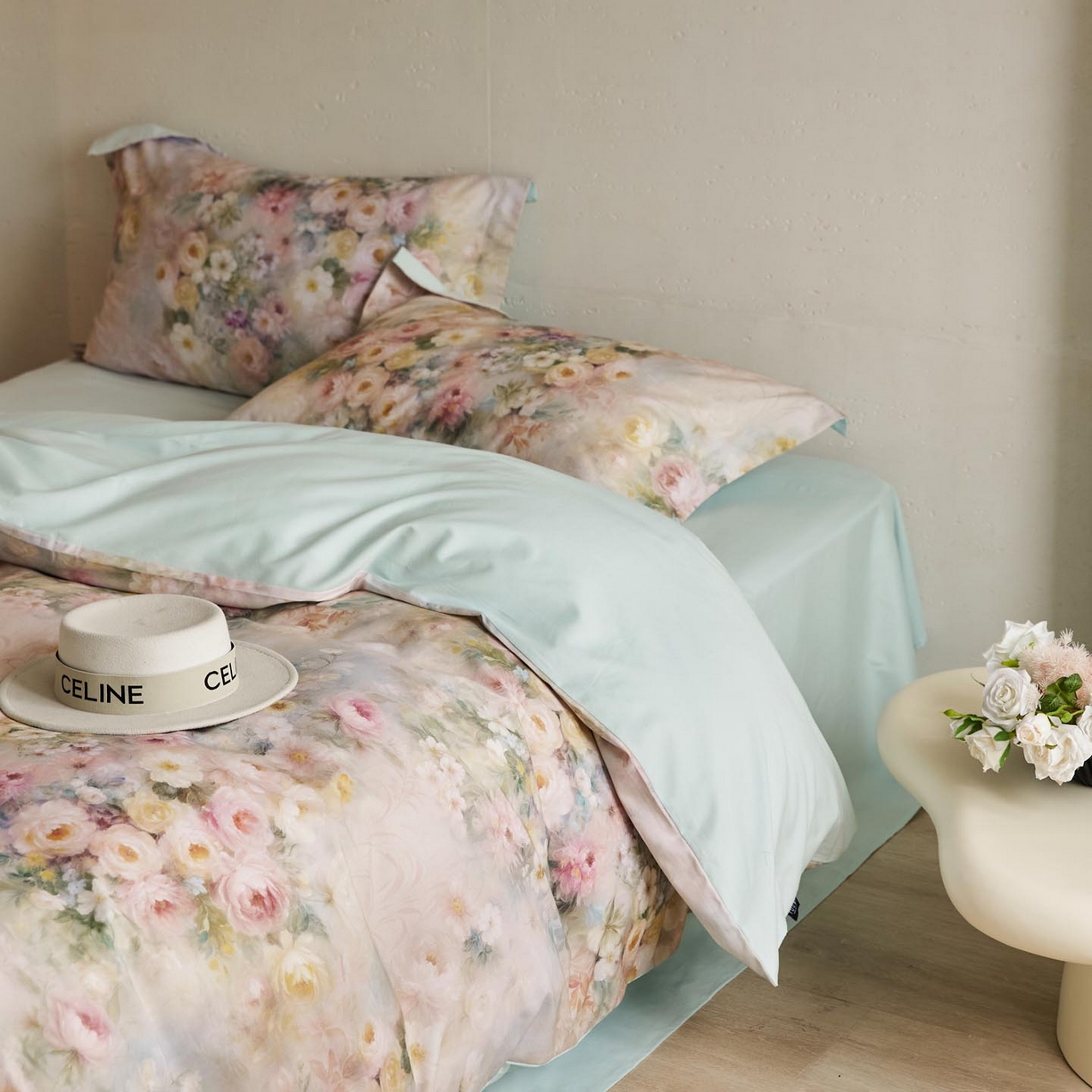 91家纺网 家纺一手货源 找家纺 涵宸家纺 2025新款50S磨毛基础款四件套【更多花型 联系商家电话：17798859966 微信同号，网站：www.hanchenjf.com】 馨菲（粉）