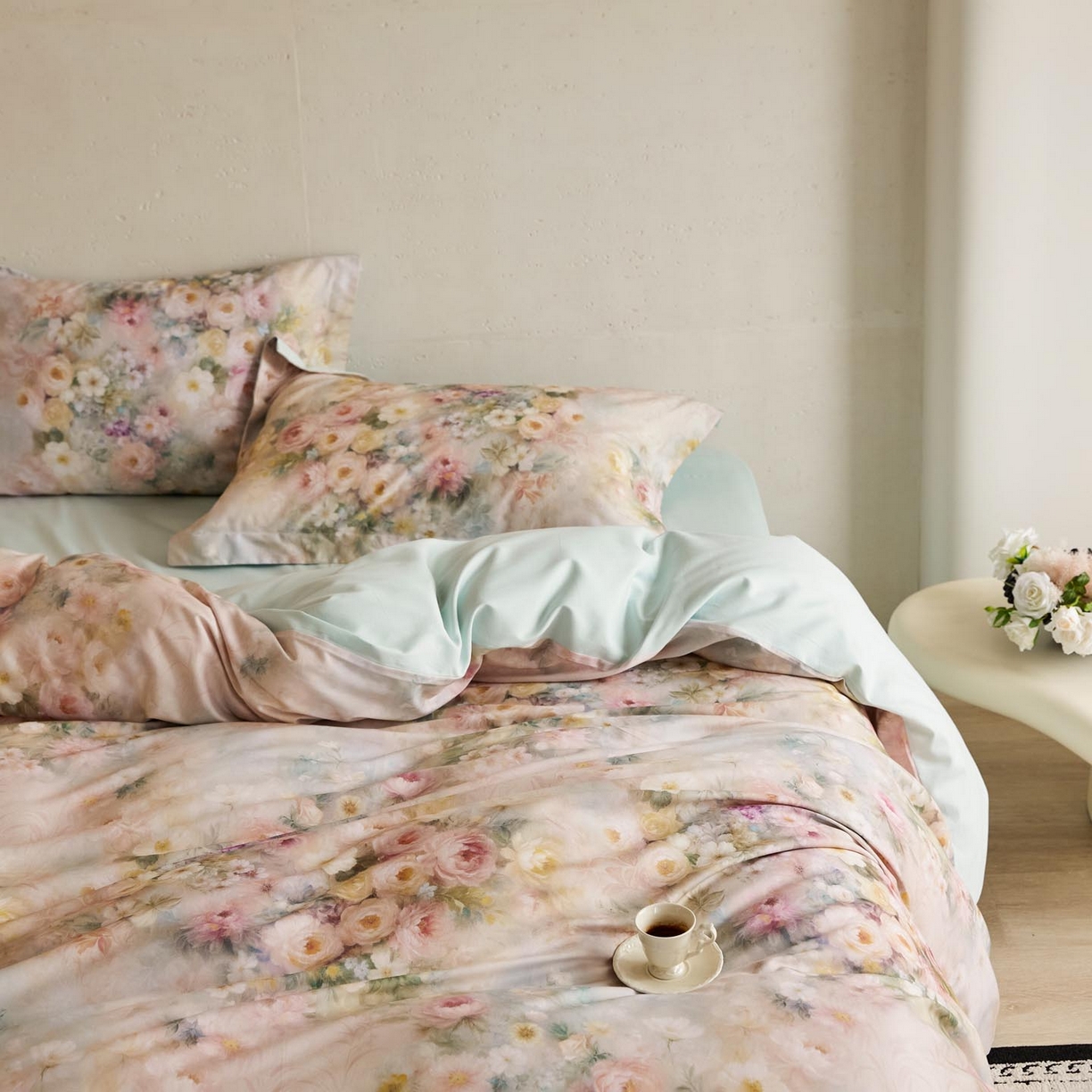 91家纺网 家纺一手货源 找家纺 涵宸家纺 2025新款50S磨毛基础款四件套【更多花型 联系商家电话：17798859966 微信同号，网站：www.hanchenjf.com】 馨菲（粉）