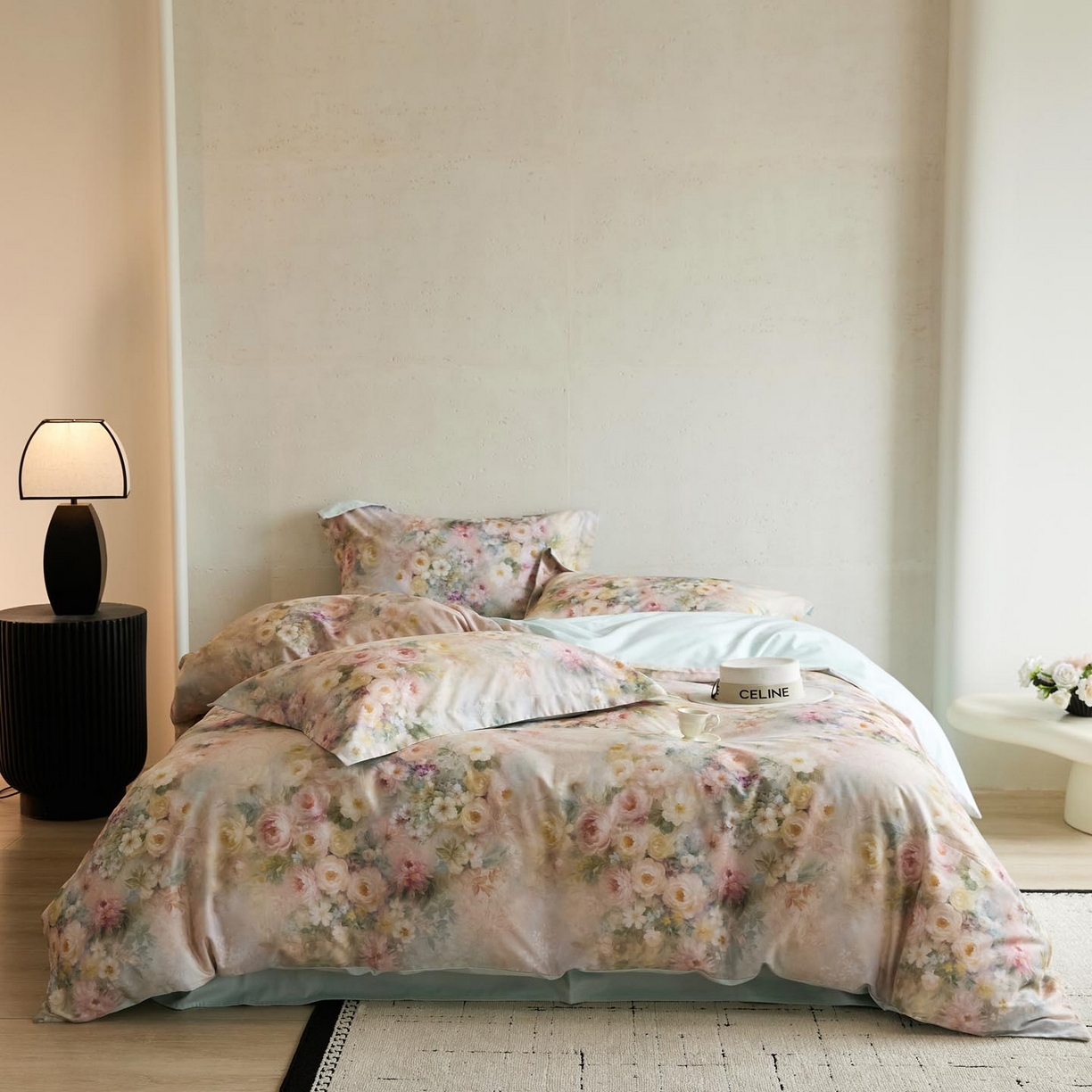 91家纺网 家纺一手货源 找家纺 涵宸家纺 2025新款50S磨毛基础款四件套【更多花型 联系商家电话：17798859966 微信同号，网站：www.hanchenjf.com】 馨菲（粉）