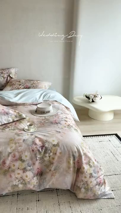 91家纺网 家纺一手货源 找家纺 涵宸家纺 2025新款50S磨毛基础款四件套【更多花型 联系商家电话：17798859966 微信同号，网站：www.hanchenjf.com】 馨菲（粉）