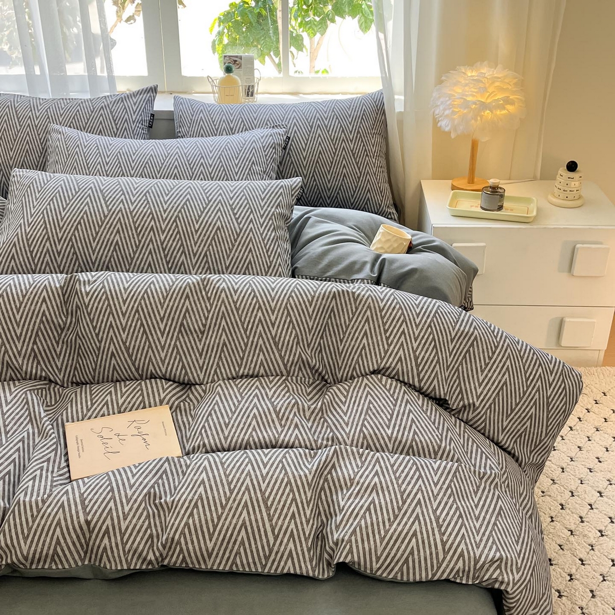 91家纺网 家纺一手货源 找家纺 涵宸家纺 2025新款原棉加厚磨毛印花四件套 片刻