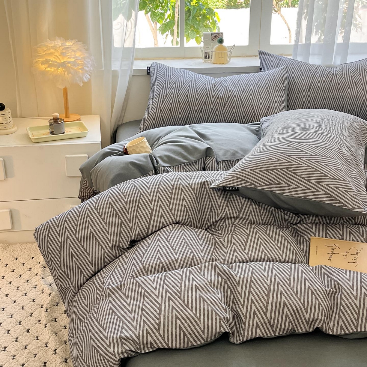 91家纺网 家纺一手货源 找家纺 涵宸家纺 2025新款原棉加厚磨毛印花四件套 片刻