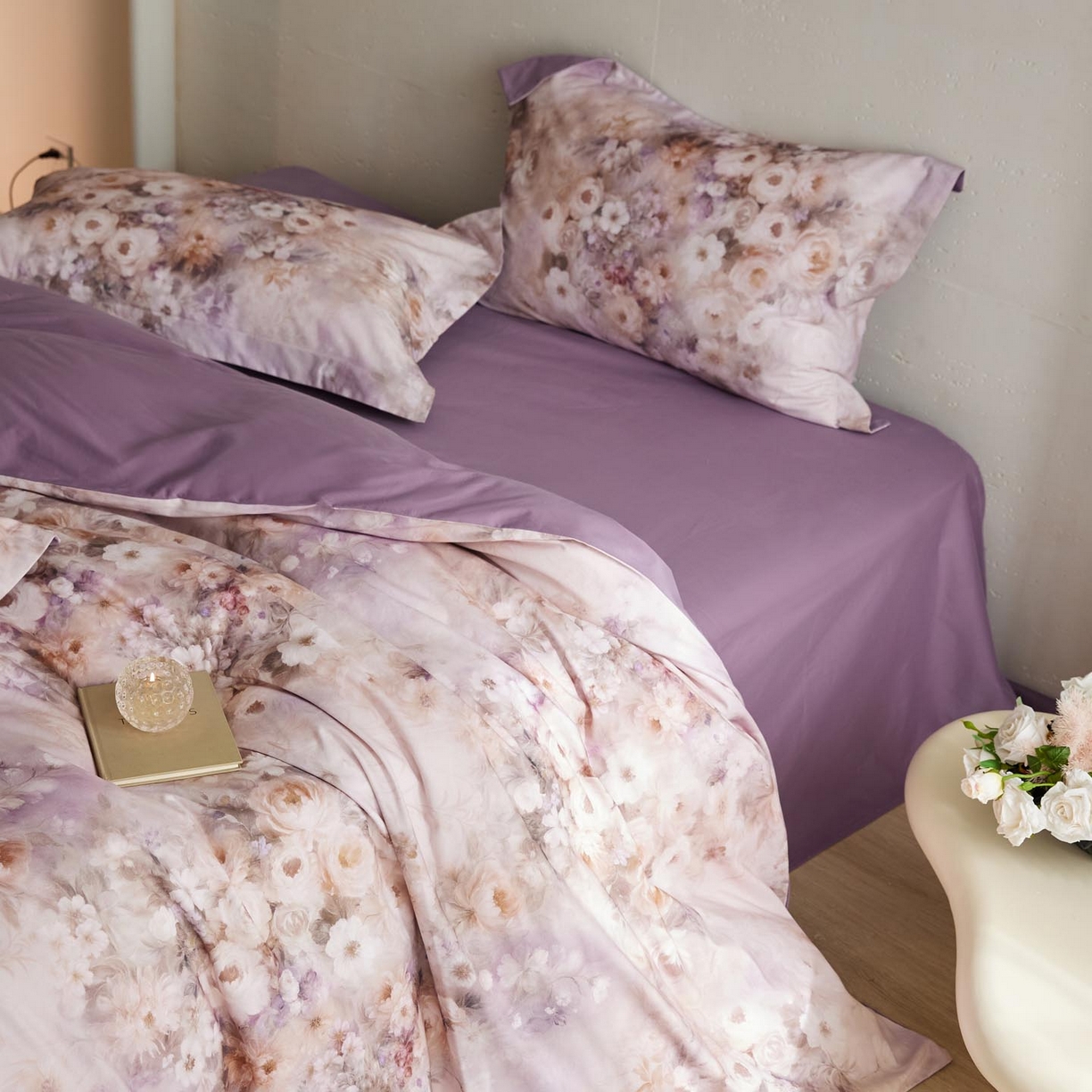 91家纺网 家纺一手货源 找家纺 涵宸家纺 2025新款50S磨毛基础款四件套【更多花型 联系商家电话：17798859966 微信同号，网站：www.hanchenjf.com】 馨菲（紫）