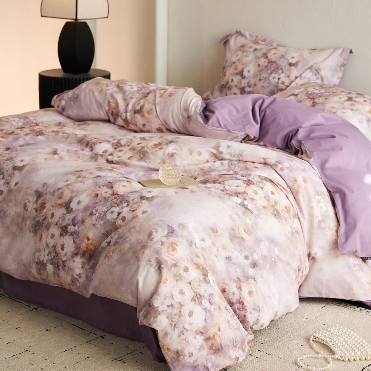 91家纺网 家纺一手货源 找家纺 涵宸家纺 2025新款50S磨毛基础款四件套【更多花型 联系商家电话：17798859966 微信同号，网站：www.hanchenjf.com】 馨菲（紫）