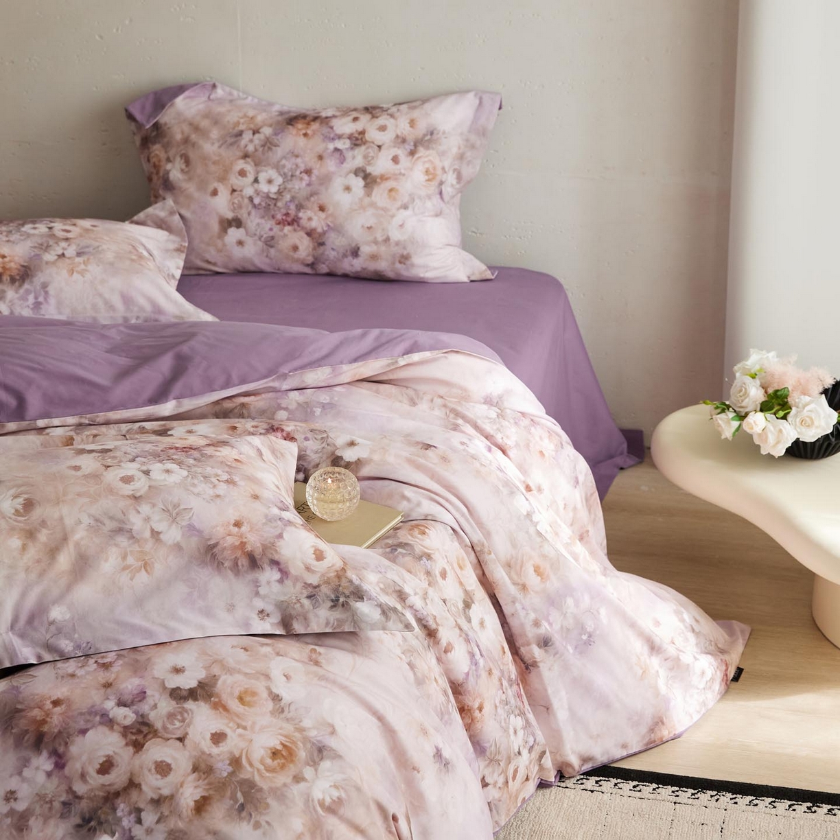 91家纺网 家纺一手货源 找家纺 涵宸家纺 2025新款50S磨毛基础款四件套【更多花型 联系商家电话：17798859966 微信同号，网站：www.hanchenjf.com】 馨菲（紫）