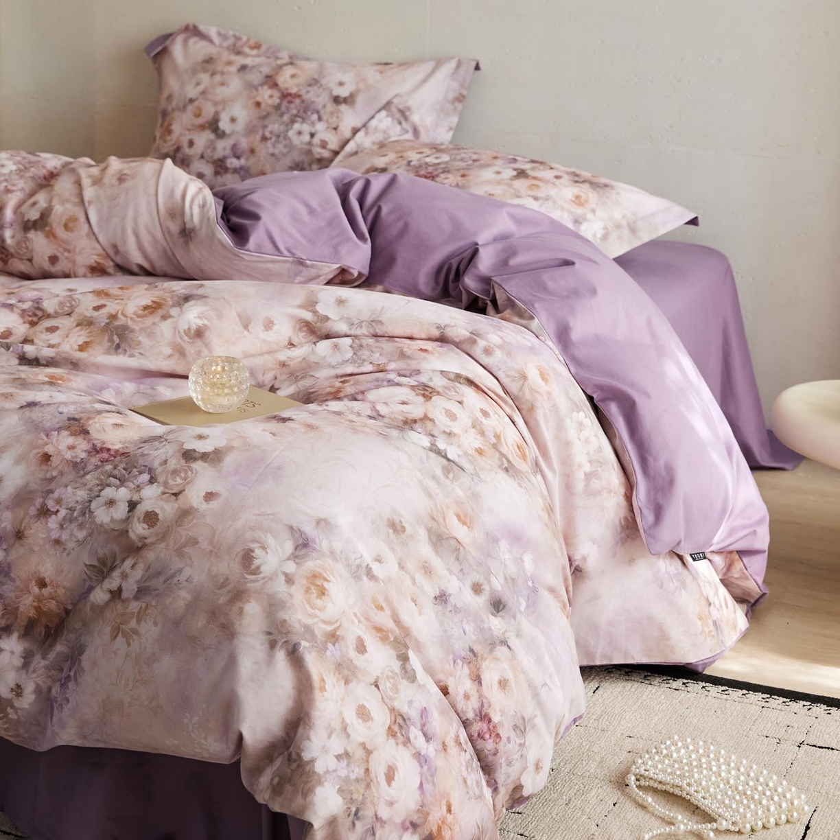 91家纺网 家纺一手货源 找家纺 涵宸家纺 2025新款50S磨毛基础款四件套【更多花型 联系商家电话：17798859966 微信同号，网站：www.hanchenjf.com】 馨菲（紫）