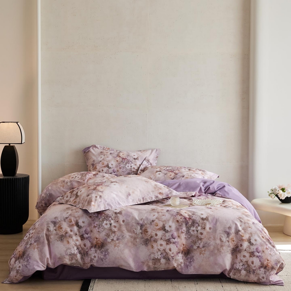 91家纺网 家纺一手货源 找家纺 涵宸家纺 2025新款50S磨毛基础款四件套【更多花型 联系商家电话：17798859966 微信同号，网站：www.hanchenjf.com】 馨菲（紫）