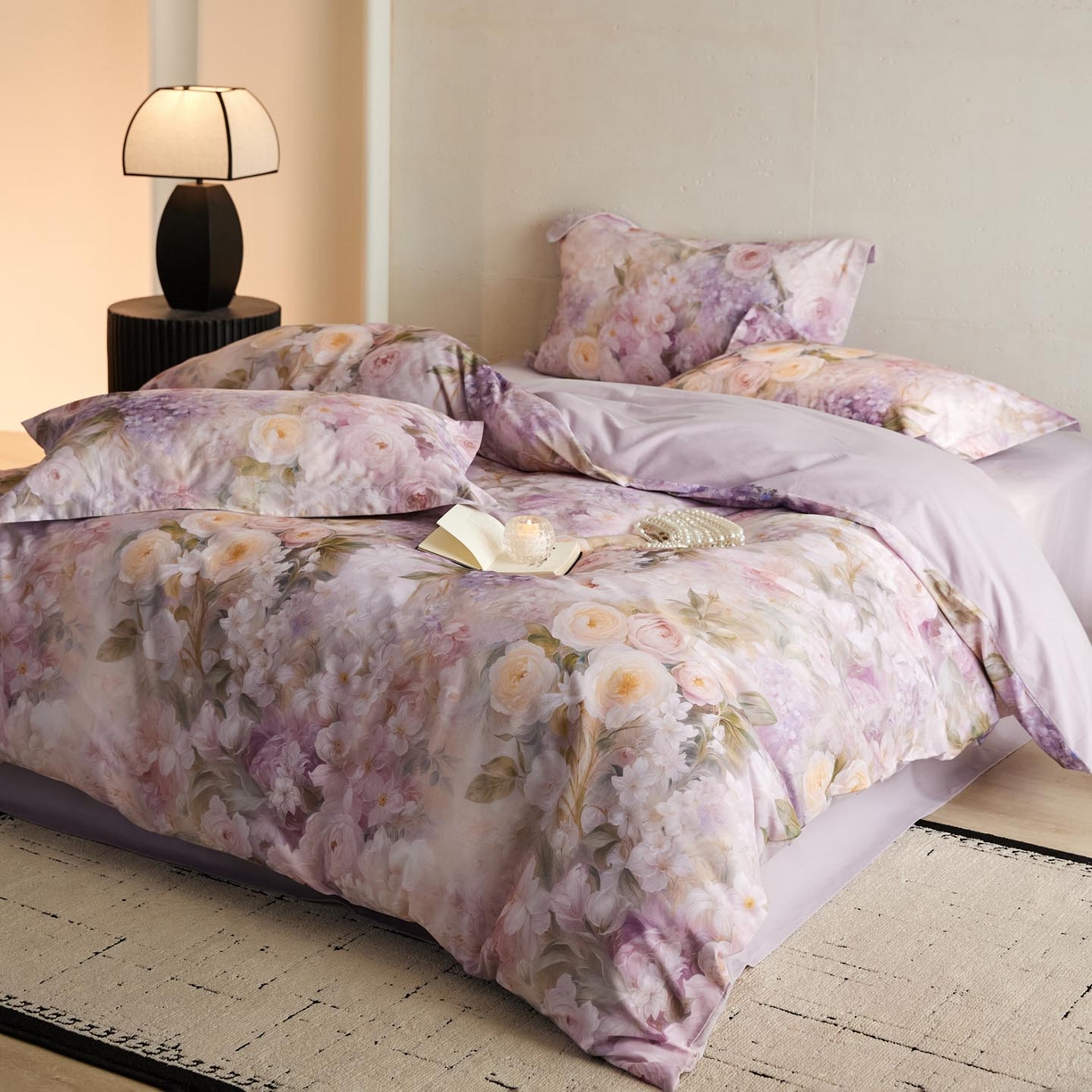 91家纺网 家纺一手货源 找家纺 涵宸家纺 2025新款50S磨毛基础款四件套【更多花型 联系商家电话：17798859966 微信同号，网站：www.hanchenjf.com】 伊莉丝（粉）