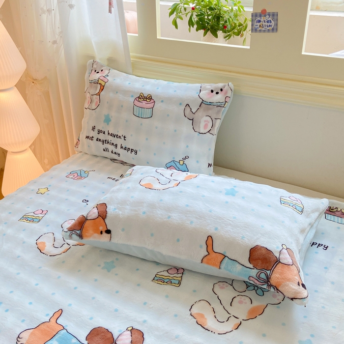 91家纺网 家纺一手货源 找家纺 （总）耐思家纺 2025新款泡泡牛奶绒印花单枕套单品枕套枕套单件