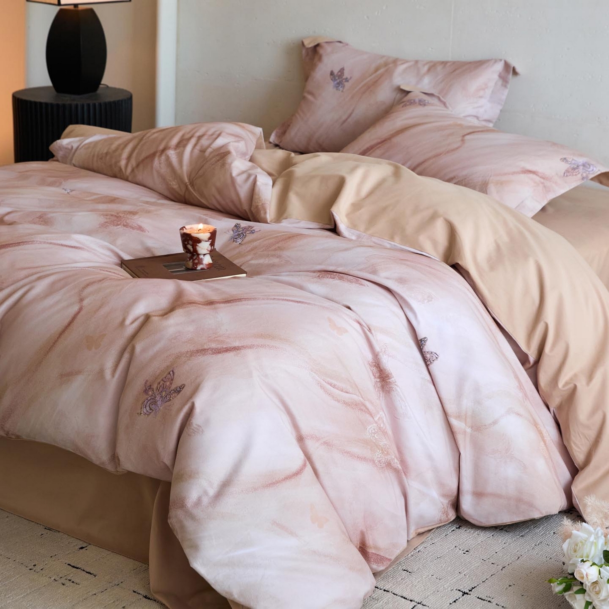 91家纺网 家纺一手货源 找家纺 涵宸家纺 2025新款50S磨毛基础款四件套【更多花型 联系商家电话：17798859966 微信同号，网站：www.hanchenjf.com】 羽蝶(玉)