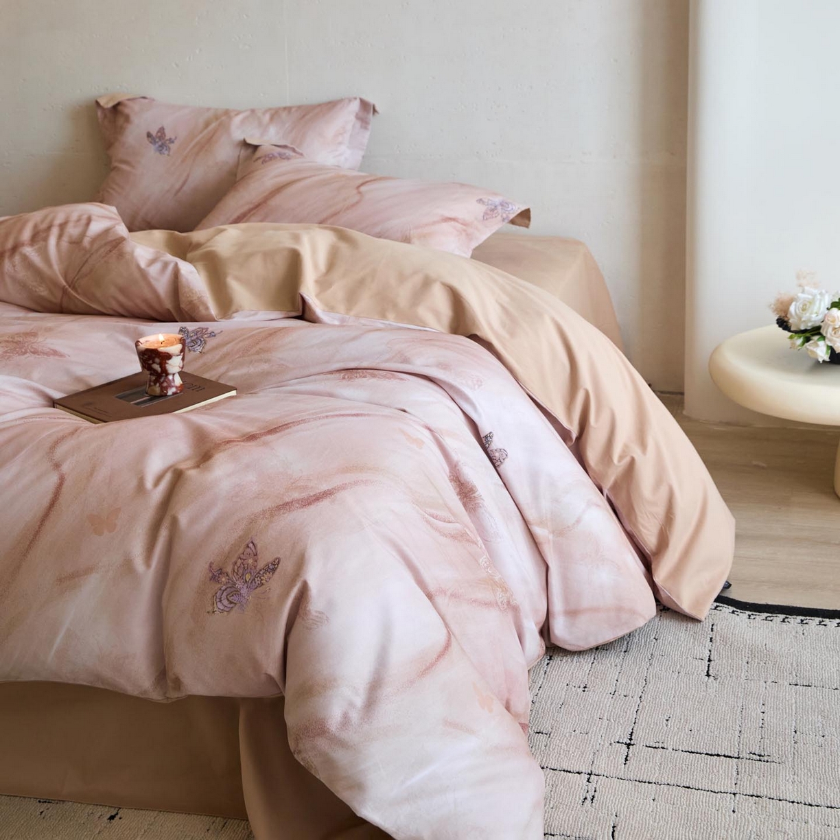 91家纺网 家纺一手货源 找家纺 涵宸家纺 2025新款50S磨毛基础款四件套【更多花型 联系商家电话：17798859966 微信同号，网站：www.hanchenjf.com】 羽蝶(玉)