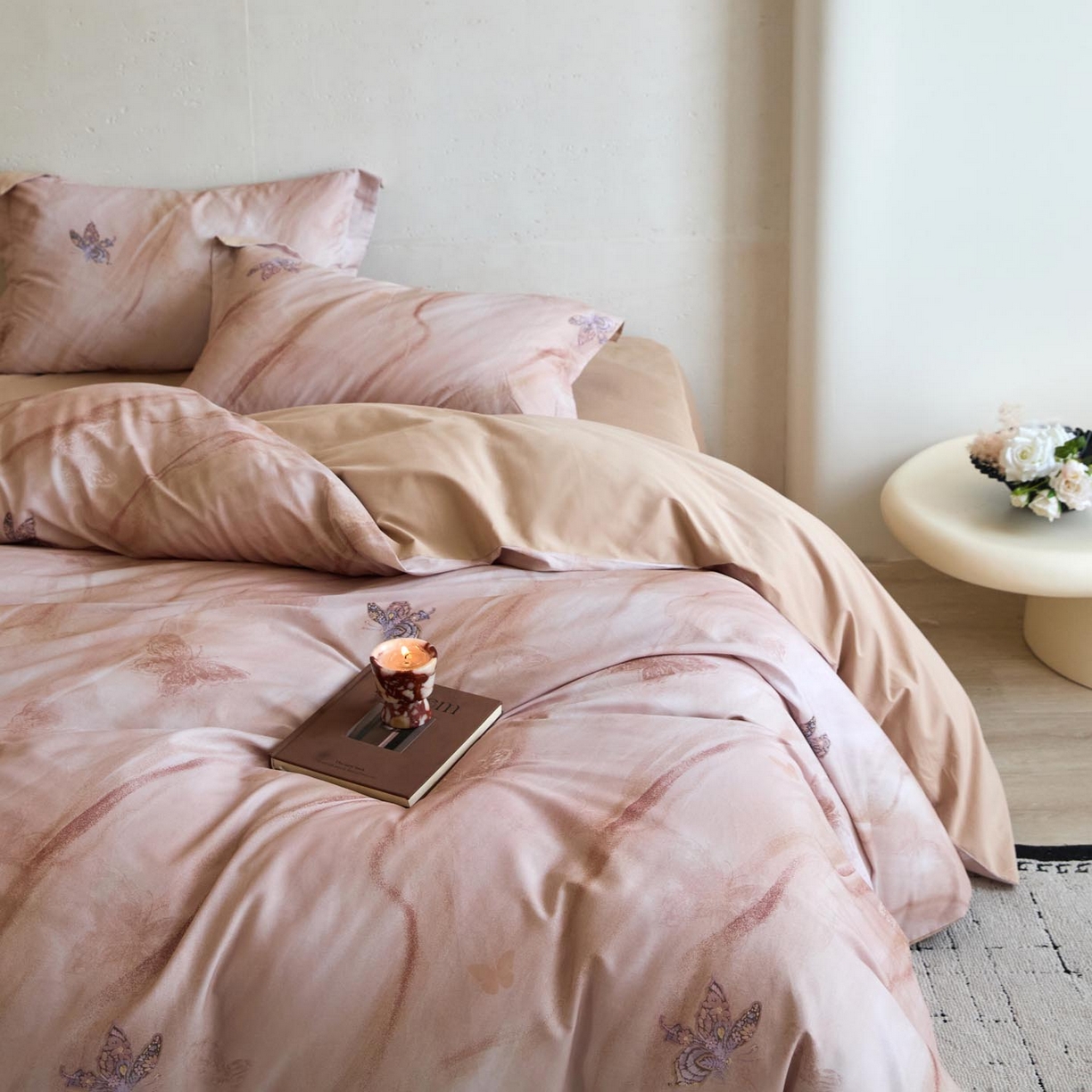 91家纺网 家纺一手货源 找家纺 涵宸家纺 2025新款50S磨毛基础款四件套【更多花型 联系商家电话：17798859966 微信同号，网站：www.hanchenjf.com】 羽蝶(玉)