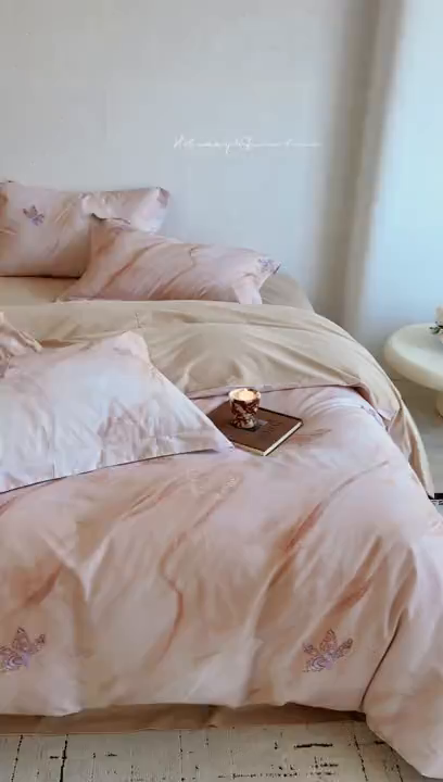 91家纺网 家纺一手货源 找家纺 涵宸家纺 2025新款50S磨毛基础款四件套【更多花型 联系商家电话：17798859966 微信同号，网站：www.hanchenjf.com】 羽蝶(玉)