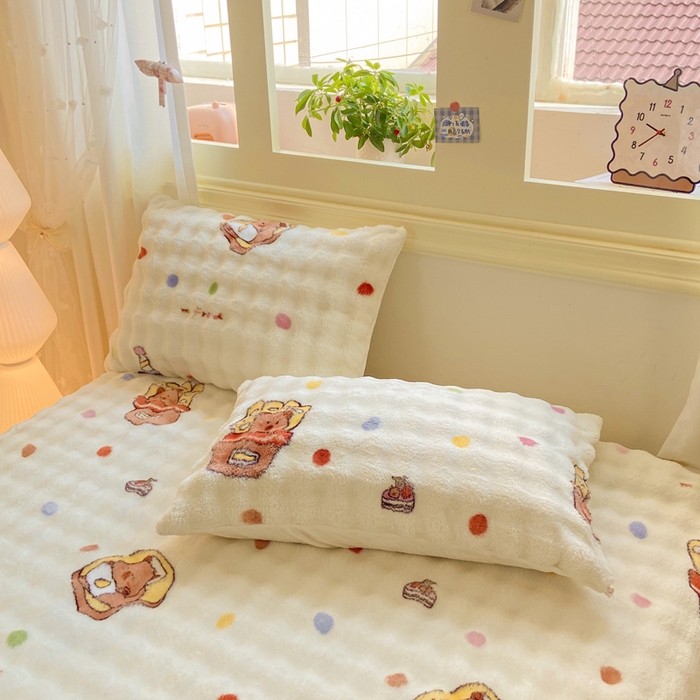 耐思家纺 2025新款泡泡牛奶绒印花单枕套单品枕套枕套单件 泡泡-波点熊