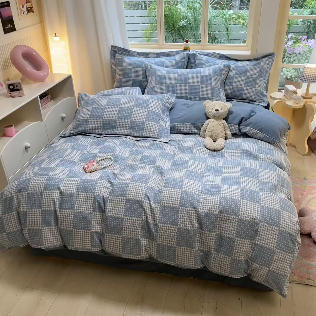 91家纺网 家纺一手货源 找家纺 涵宸家纺 2025新款原棉加厚磨毛印花四件套 千星