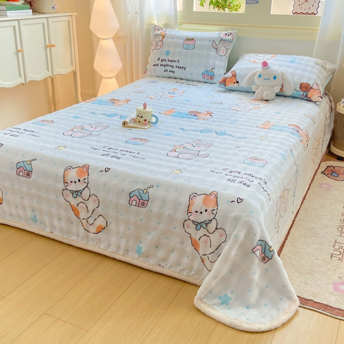 91家纺网 家纺一手货源 找家纺 （总）耐思家纺 2025新款泡泡牛奶绒印花单床单单品床单床单单件