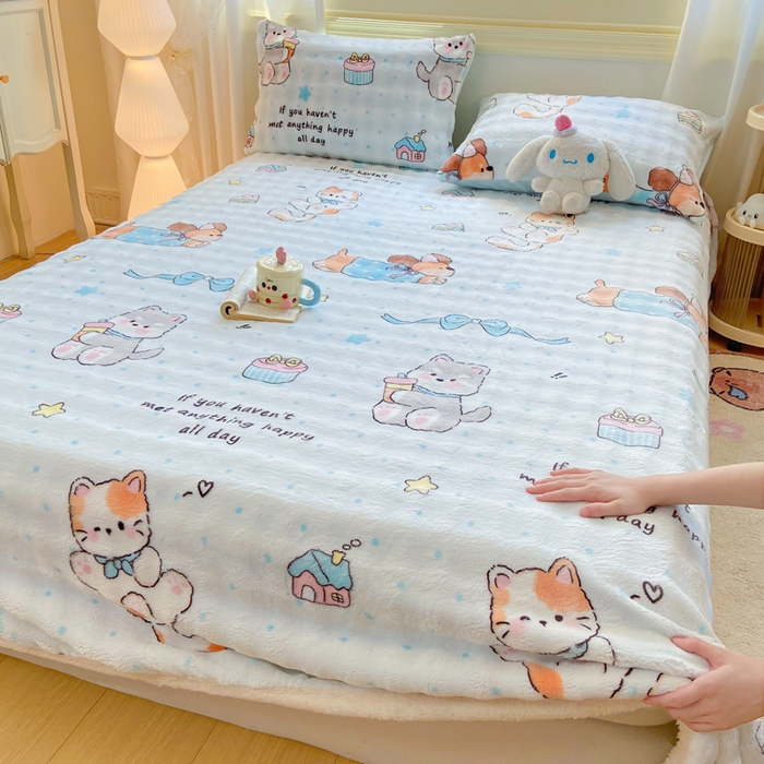 91家纺网 家纺一手货源 找家纺 （总）耐思家纺 2025新款泡泡牛奶绒印花单床单单品床单床单单件