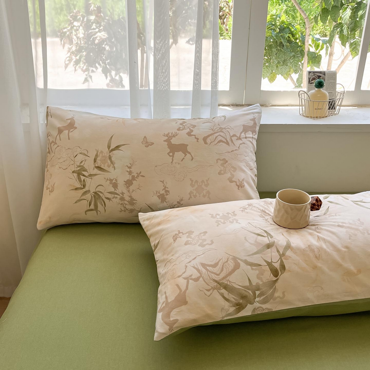 91家纺网 家纺一手货源 找家纺 涵宸家纺 2025新款原棉加厚磨毛印花四件套 松寂