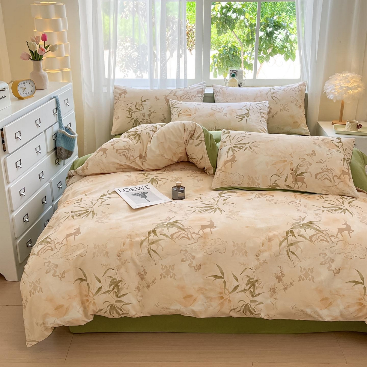 91家纺网 家纺一手货源 找家纺 涵宸家纺 2025新款原棉加厚磨毛印花四件套 松寂