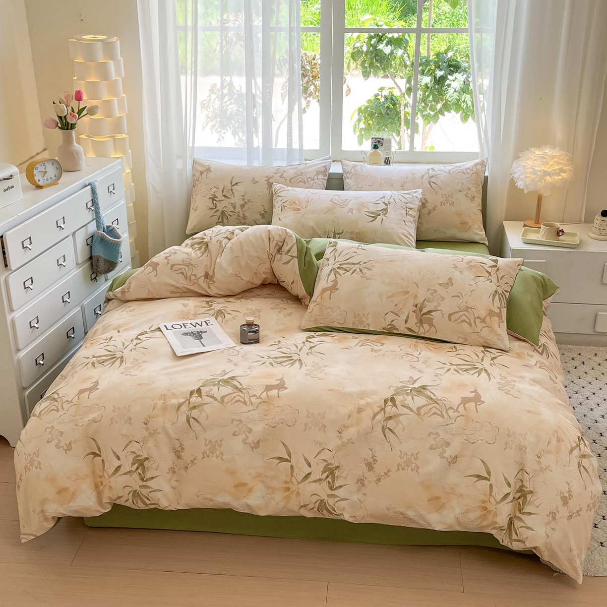 91家纺网 家纺一手货源 找家纺 涵宸家纺 2025新款原棉加厚磨毛印花四件套 松寂