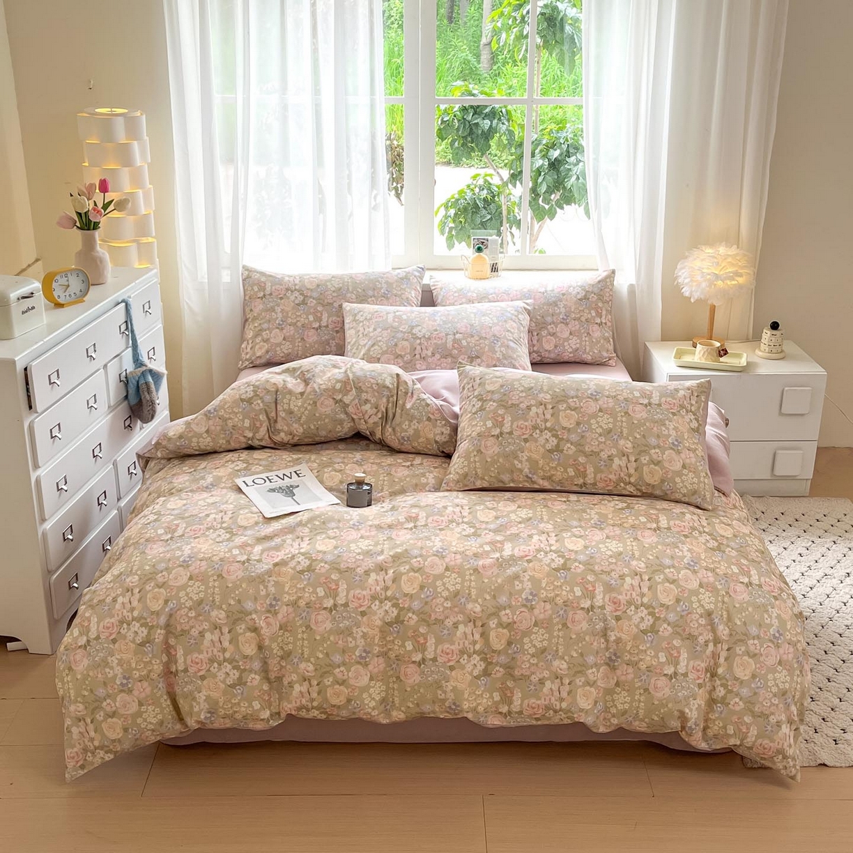 涵宸家纺 2025新款原棉加厚磨毛印花四件套 素然